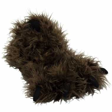 Bruine monsterpoten pantoffels voor kinderen