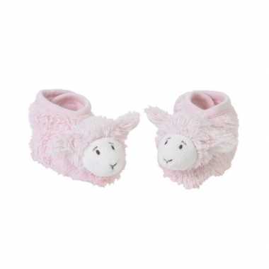 Geboorte kado roze lammetjes slofjes