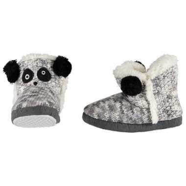 Grijs/zwart/witte sloffen/pantoffels panda voor meisjes
