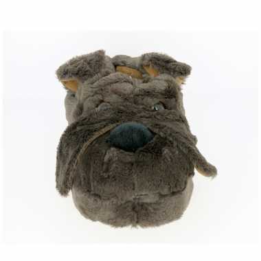 Pluche dieren sloffen/pantoffels honden bull dog voor heren