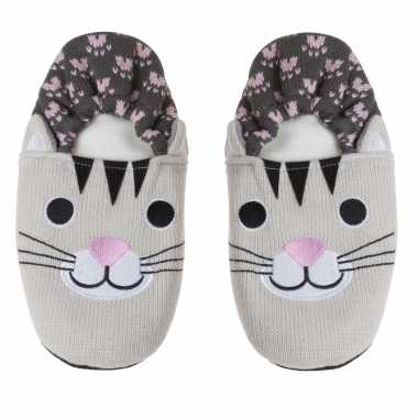 Pluche kersenpit warmte magnetron katten/poezen sloffen/pantoffels voor volwassenen