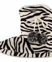 Zwart wit dames sloffen met zebraprint